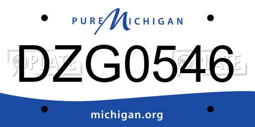 DZG0546 Michigan License Plate