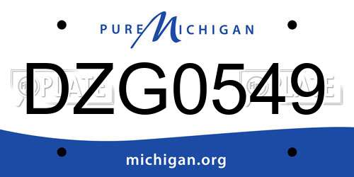DZG0549 Michigan License Plate