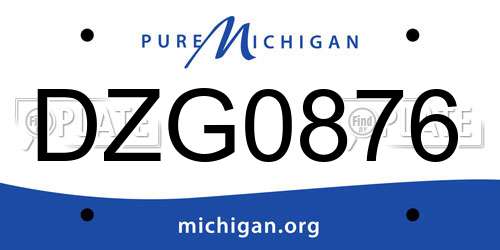 DZG0876 Michigan License Plate