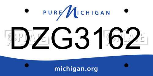 DZG3162 Michigan License Plate