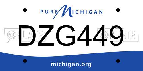 DZG449 Michigan License Plate