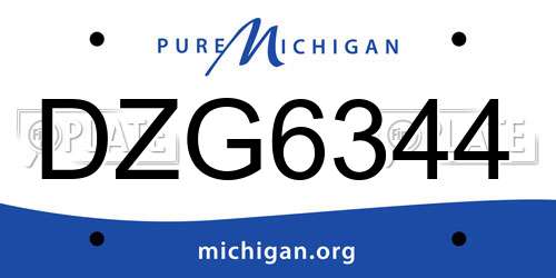 DZG6344 Michigan License Plate