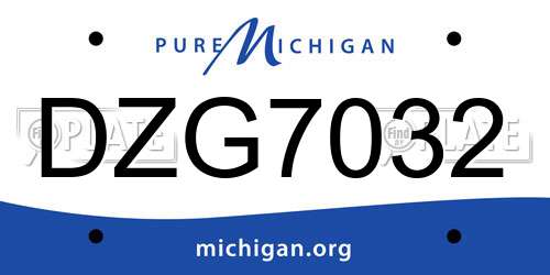 DZG7032 Michigan License Plate