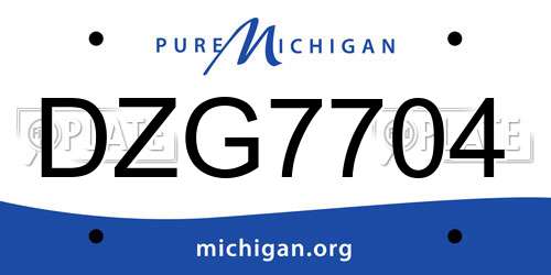 DZG7704 Michigan License Plate