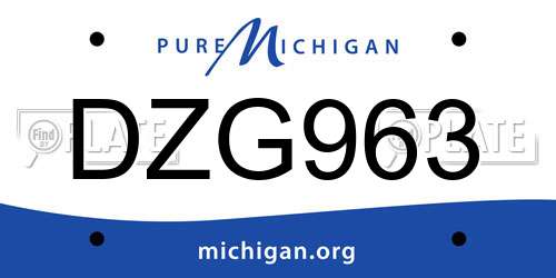 DZG963 Michigan License Plate