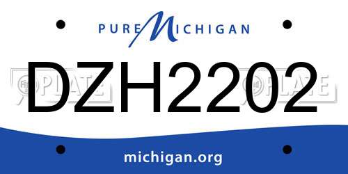 DZH2202 Michigan License Plate
