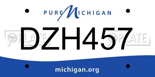 DZH457 Michigan License Plate