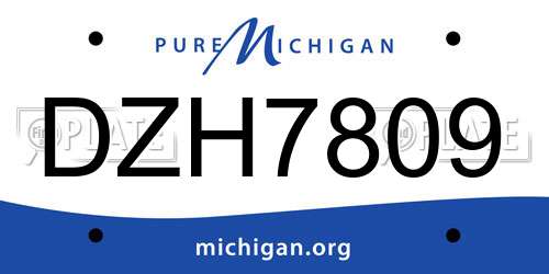 DZH7809 Michigan License Plate