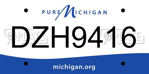DZH9416 Michigan License Plate