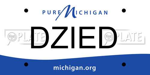 DZIED Michigan License Plate