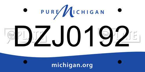 DZJ0192 Michigan License Plate