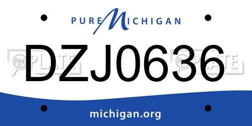DZJ0636 Michigan License Plate