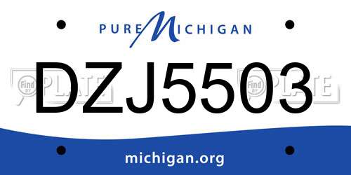 DZJ5503 Michigan License Plate