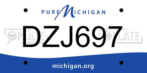 DZJ697 Michigan License Plate