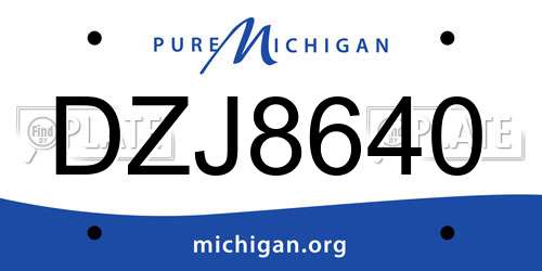 DZJ8640 Michigan License Plate