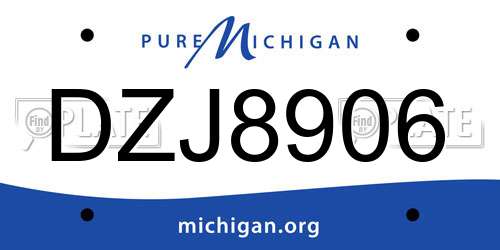 DZJ8906 Michigan License Plate