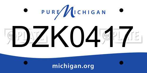 DZK0417 Michigan License Plate