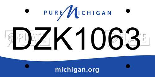 DZK1063 Michigan License Plate
