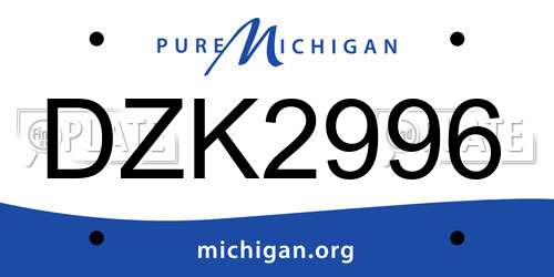 DZK2996 Michigan License Plate