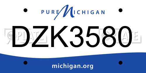 DZK3580 Michigan License Plate