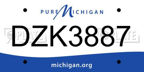 DZK3887 Michigan License Plate