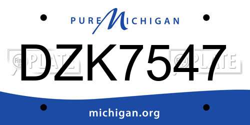 DZK7547 Michigan License Plate