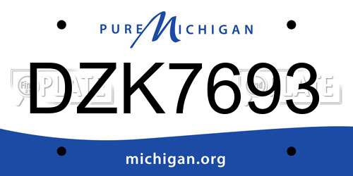 DZK7693 Michigan License Plate