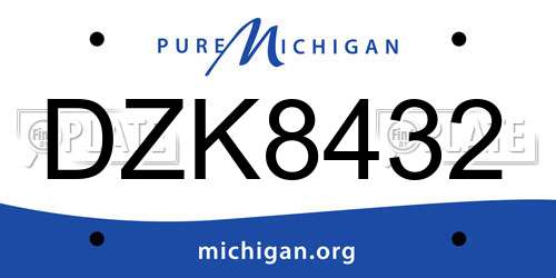 DZK8432 Michigan License Plate