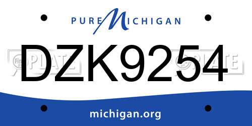 DZK9254 Michigan License Plate
