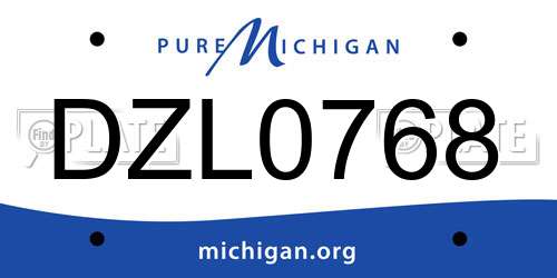 DZL0768 Michigan License Plate