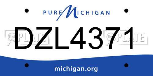 DZL4371 Michigan License Plate