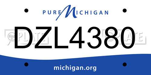 DZL4380 Michigan License Plate