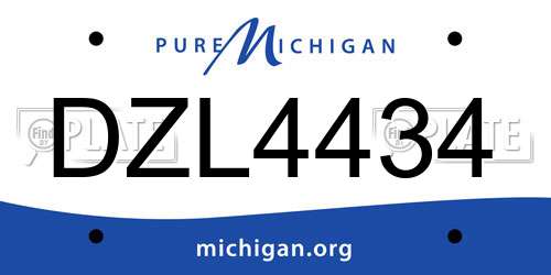 DZL4434 Michigan License Plate