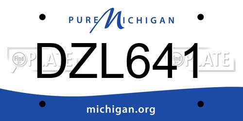 DZL641 Michigan License Plate