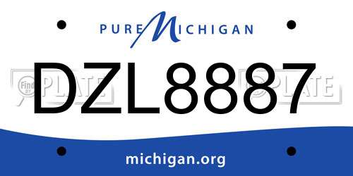 DZL8887 Michigan License Plate