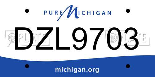 DZL9703 Michigan License Plate