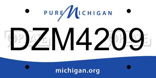 DZM4209 Michigan License Plate