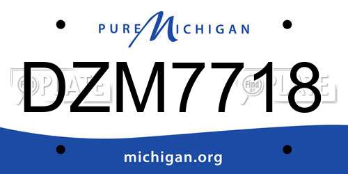DZM7718 Michigan License Plate