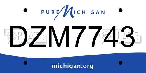 DZM7743 Michigan License Plate