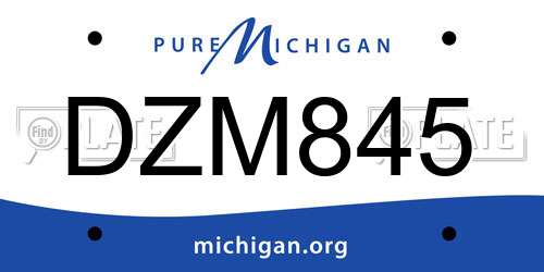 DZM845 Michigan License Plate