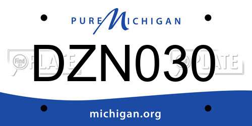DZN030 Michigan License Plate