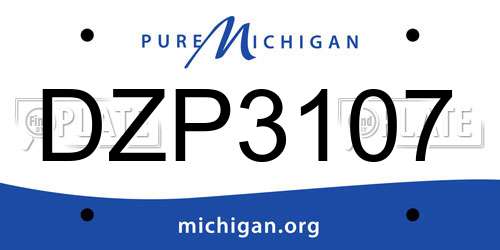 DZP3107 Michigan License Plate