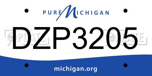 DZP3205 Michigan License Plate