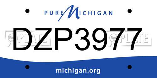 DZP3977 Michigan License Plate