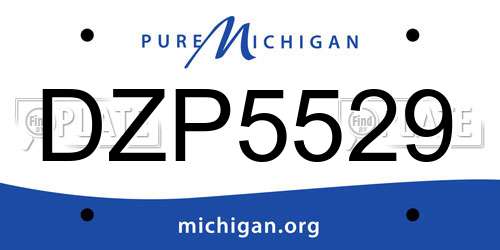 DZP5529 Michigan License Plate