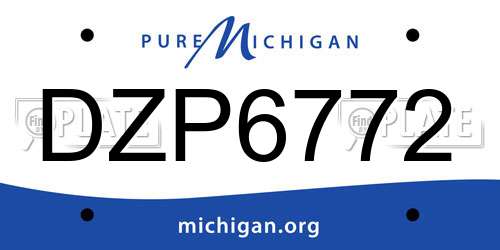 DZP6772 Michigan License Plate