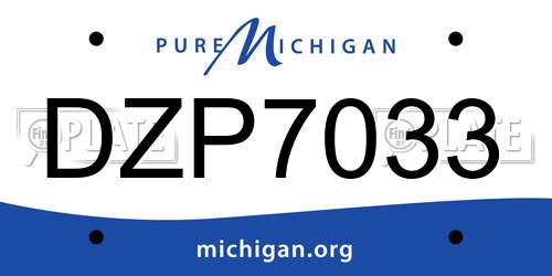 DZP7033 Michigan License Plate