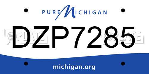 DZP7285 Michigan License Plate