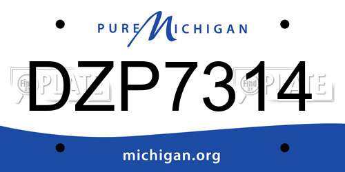 DZP7314 Michigan License Plate