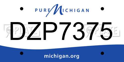 DZP7375 Michigan License Plate